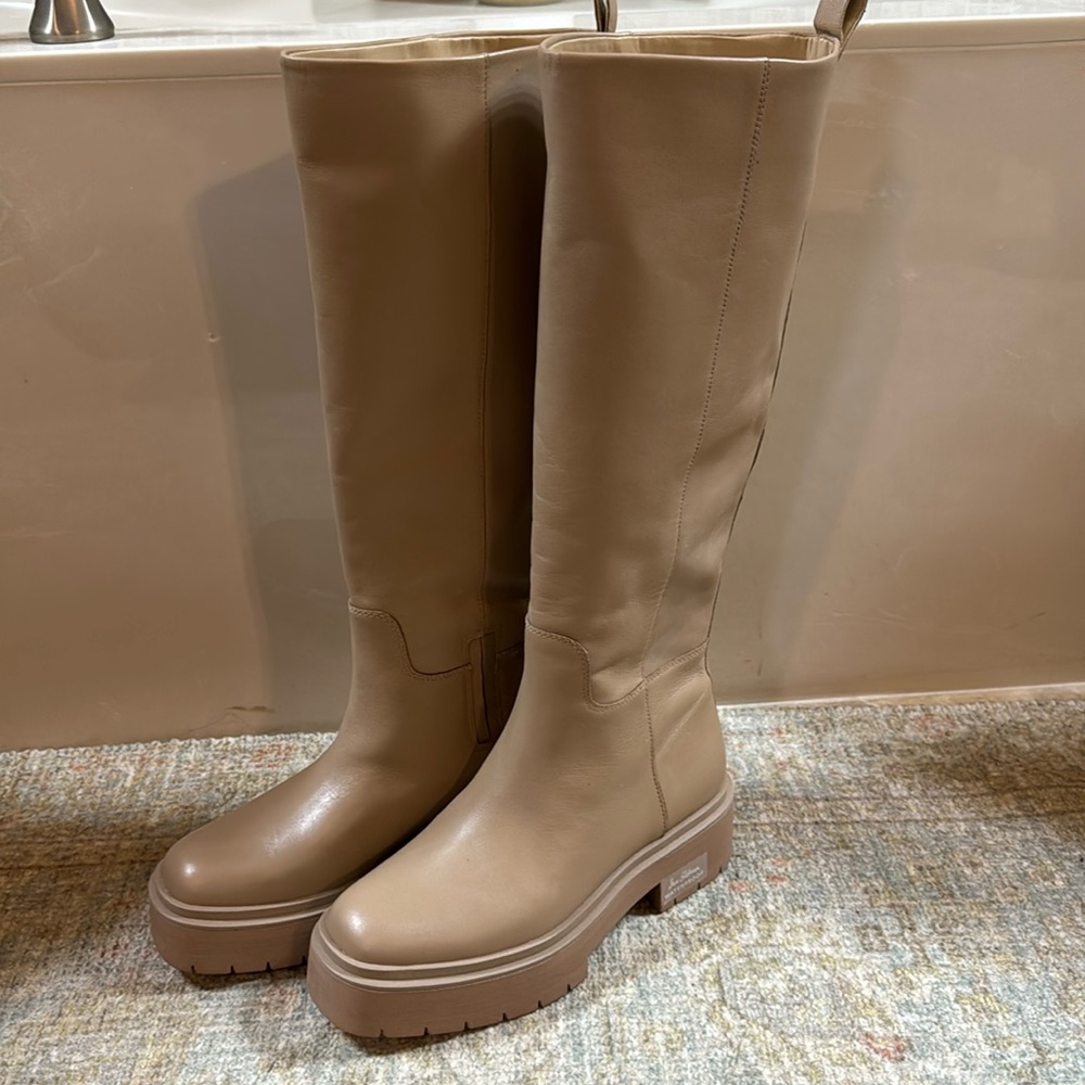 Sam Edelman Tan Knee-High Platform Heeled Boots